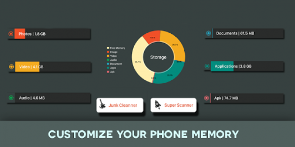 اسکرین شات برنامه Mobile Storage Analyzer: Save Space Memory Cleaner 1