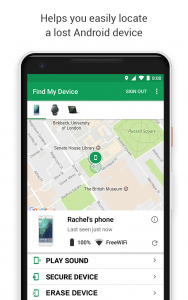 اسکرین شات برنامه یافتن گوشی دزدیده شده (google find my device) 1