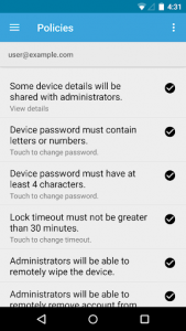اسکرین شات برنامه Google Apps Device Policy 3