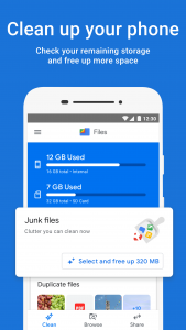 اسکرین شات برنامه فایل منیجر گوگل (Files by Google: Clean up space on your phone) 1