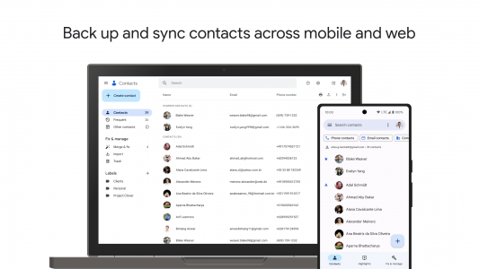 اسکرین شات برنامه گوگل کانتکتس (Contacts) 1