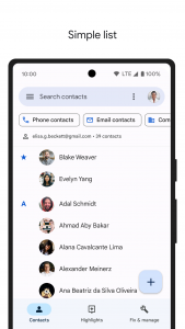 اسکرین شات برنامه گوگل کانتکتس (Contacts) 2