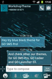 اسکرین شات برنامه Theme black blue GO SMS Pro 1