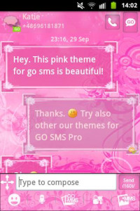 اسکرین شات برنامه Pink Flowers Theme GO SMS Pro 2