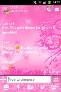 اسکرین شات برنامه Pink Flowers Theme GO SMS Pro 3