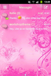 اسکرین شات برنامه Pink Flowers Theme GO SMS Pro 1
