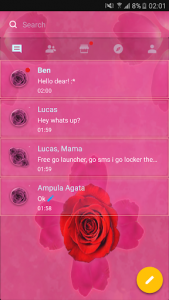اسکرین شات برنامه Theme rose pink cute GO SMS 1