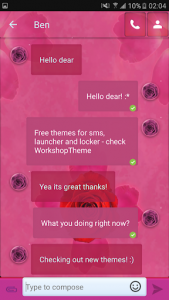 اسکرین شات برنامه Theme rose pink cute GO SMS 2