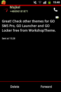 اسکرین شات برنامه Theme Red Neon GO SMS 5