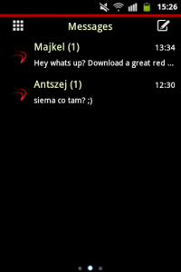 اسکرین شات برنامه Theme Red Neon GO SMS 1