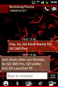 اسکرین شات برنامه Red Black GO SMS Theme 2