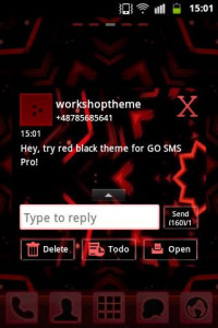 اسکرین شات برنامه Red Black GO SMS Theme 3
