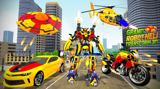 اسکرین شات برنامه Flying Helicopter Robot Car Transform Shooting War 1