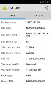 اسکرین شات برنامه SIM Card 1