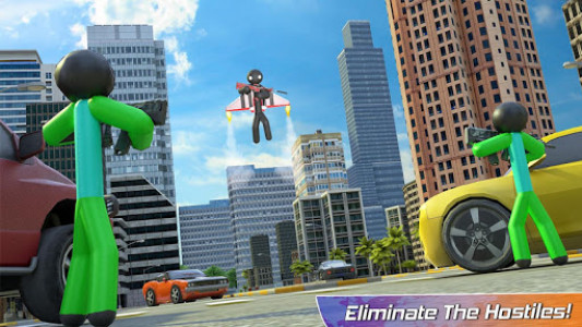 اسکرین شات برنامه Flying Hero Stickman Criminal City 2