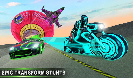 اسکرین شات برنامه Crazy Car Stunt Light Car Transform GT Racing Game 5