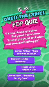 اسکرین شات بازی Guess The Lyrics POP Quiz 1