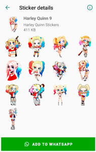 اسکرین شات برنامه Harley Quinn Stickers for WhatsApp - WAStickerApps 8