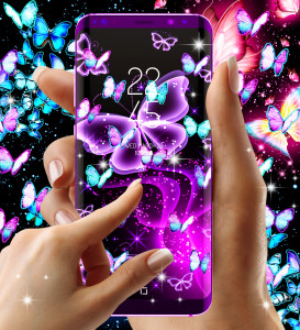 اسکرین شات برنامه Neon butterfly glow wallpapers 8