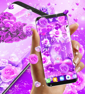 اسکرین شات 2 برنامه Purple rose live wallpaper