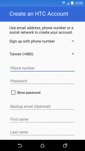 اسکرین شات برنامه HTC Account—Services Sign-in 2