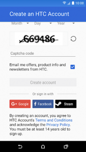 اسکرین شات برنامه HTC Account—Services Sign-in 3