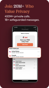 اسکرین شات 2 برنامه Hushed: US Second Phone Number