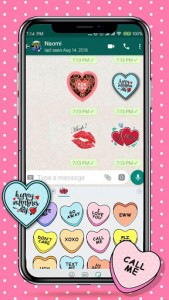 اسکرین شات برنامه Candy Hearts Valentine Emoji Stickers 1