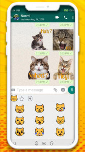 اسکرین شات برنامه Crazy Cats Emoji Stickers 1