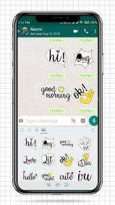 اسکرین شات برنامه Cute Word Doodle Emoji Stickers 1