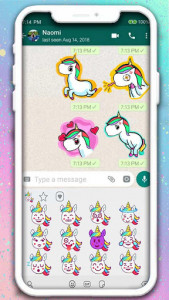 اسکرین شات برنامه Rainbow Unicorn Emoji Stickers 1