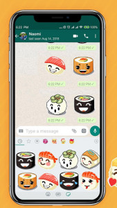 اسکرین شات برنامه Yummy Sushi Emoji Stickers 1