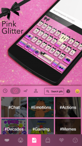 اسکرین شات برنامه Pink Glitter Emoji Keyboard 3