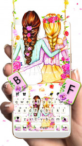 اسکرین شات 1 برنامه Best Friends Floral Keyboard Theme