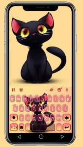 اسکرین شات برنامه Black Cute Cat Keyboard Theme 1