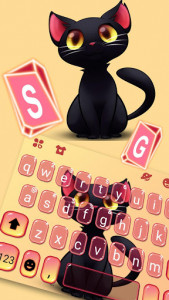 اسکرین شات برنامه Black Cute Cat Keyboard Theme 2