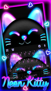 اسکرین شات برنامه Cute Black Neon Kitty Keyboard Theme 1