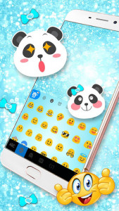 اسکرین شات برنامه Blue Glitter Baby Panda Keyboard Theme 3