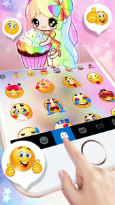 اسکرین شات برنامه Colorful Cupcake Girl Keyboard Theme 4
