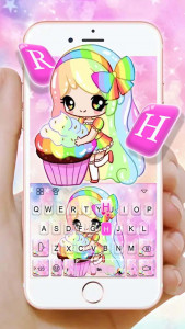 اسکرین شات برنامه Colorful Cupcake Girl Keyboard Theme 1