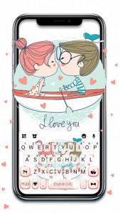 اسکرین شات برنامه Couple Kiss Doodle Keyboard Theme 1