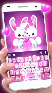 اسکرین شات برنامه Cute Bunny Love Keyboard Theme 1
