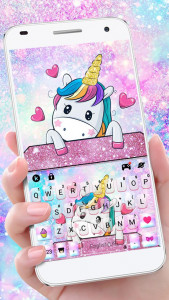 اسکرین شات برنامه Cute Dreamy Unicorn Keyboard Background 1