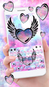 اسکرین شات برنامه Cute Galaxy Wings Keyboard Theme 1
