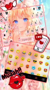 اسکرین شات برنامه Cute Sakura Girl Keyboard Background 3