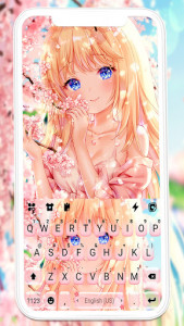 اسکرین شات برنامه Cute Sakura Girl Keyboard Background 1