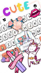اسکرین شات برنامه Doodle Cartoon Girl Keyboard Background 3