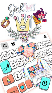 اسکرین شات برنامه Doodle Cartoon Girl Keyboard Background 2