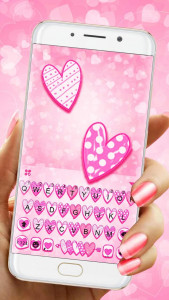 اسکرین شات برنامه Doodle Love Pink Keyboard Theme 1