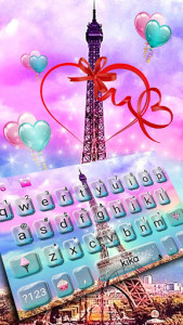 اسکرین شات برنامه Pink Paris Eiffel Tower love Keyboard 1